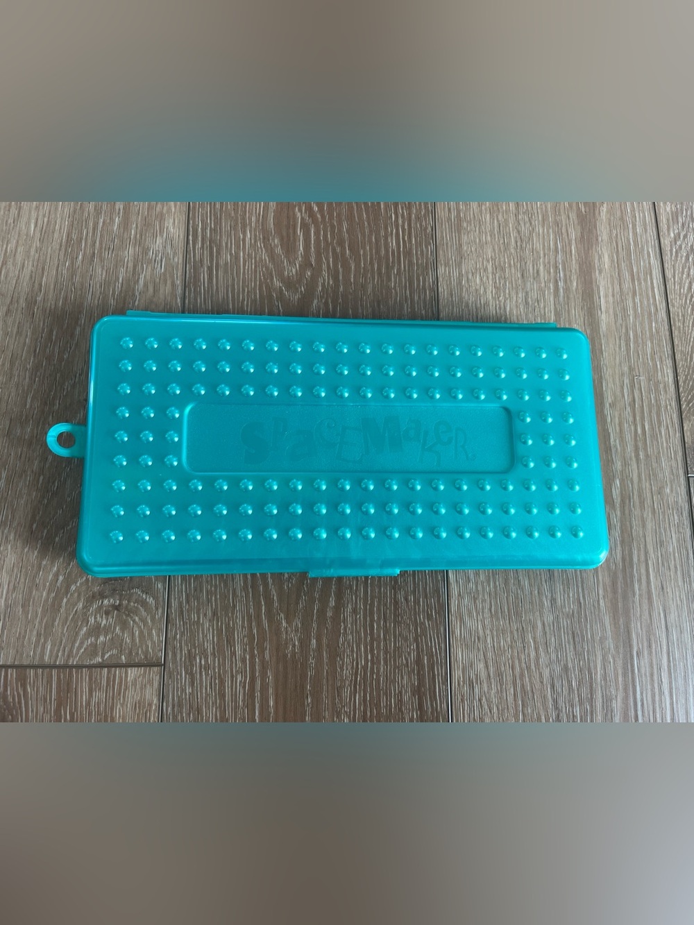 Spacemaker translucent green plastic studded thin pencil case Made in USA